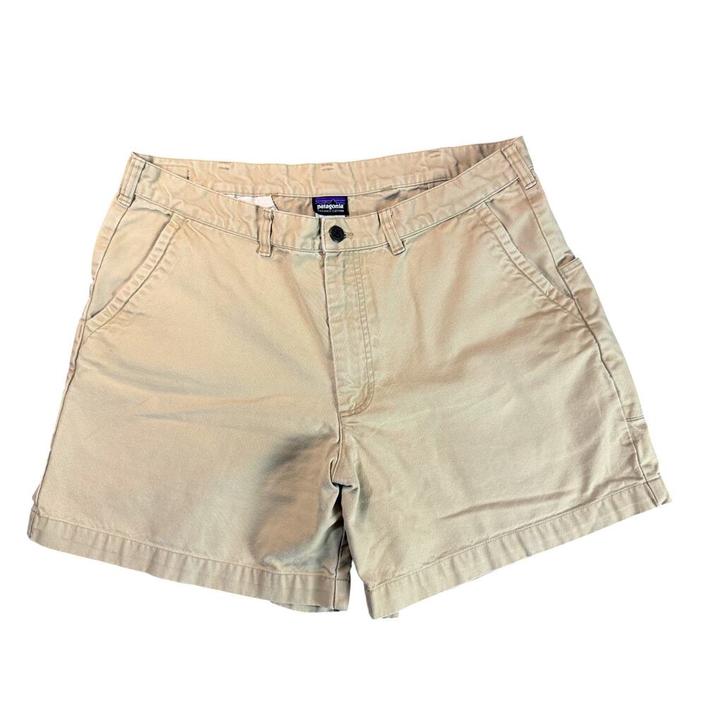 Patagonia Stand Up Shorts Mens 35 Khaki Organic Cotton Canvas Utility 57228